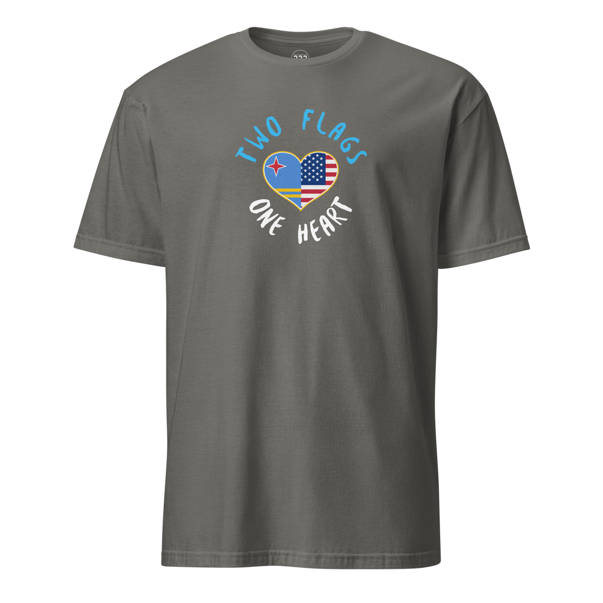 Two Flags One Heart Aruba USA T-Shirt Charcoal | 222 Threads