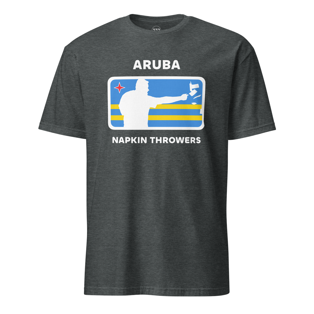 Aruba Napkin Throwers T-Shirt Dark Heather | 222 Threads