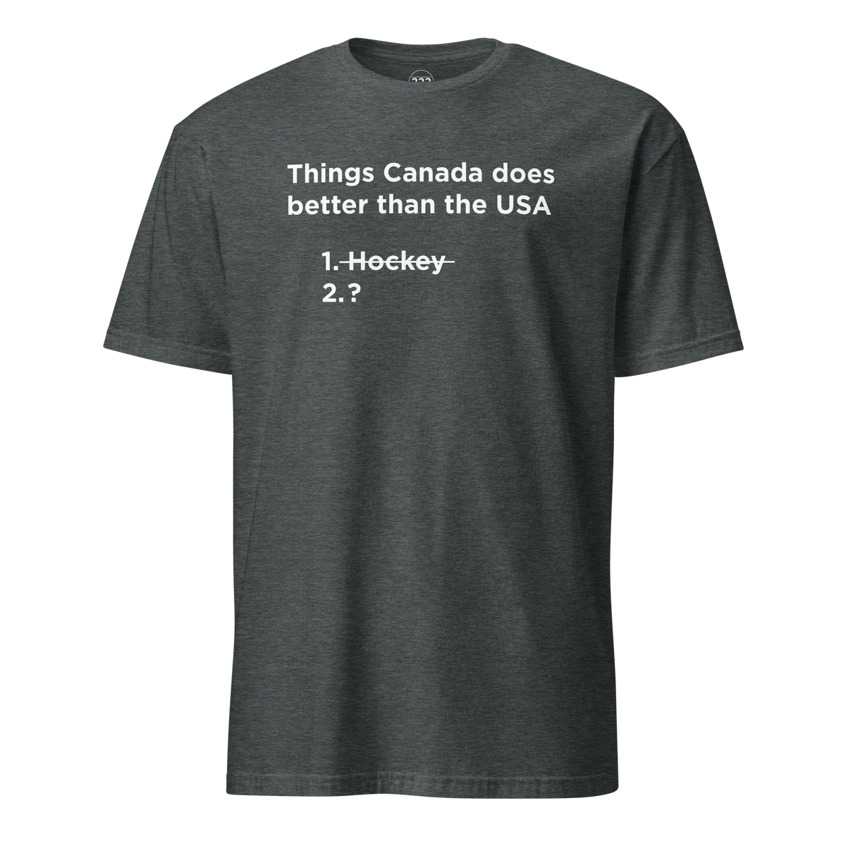 USA Does Hockey Better T-Shirt Dark Heather | 222 Threads