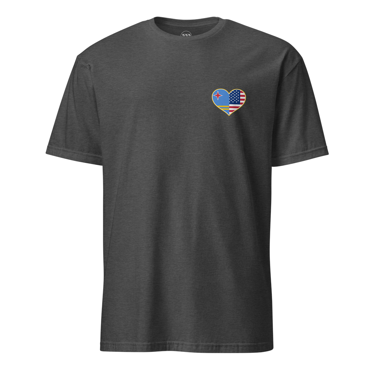 Aruba And USA Heart Logo T-Shirt Dark Heather Grey | 222 Threads