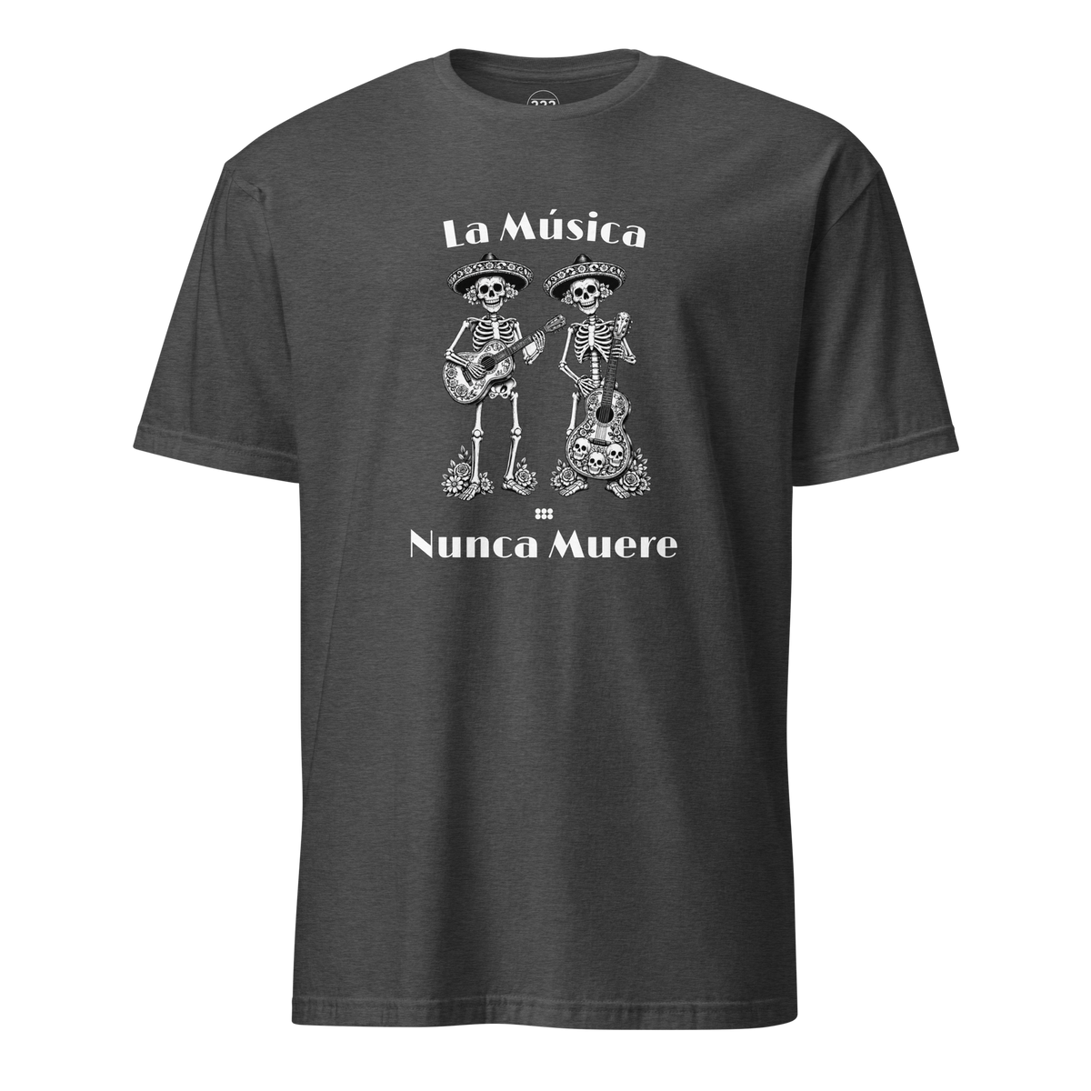 La Música Nunca Muere T-Shirt Dark Heather Grey | 222 Threads