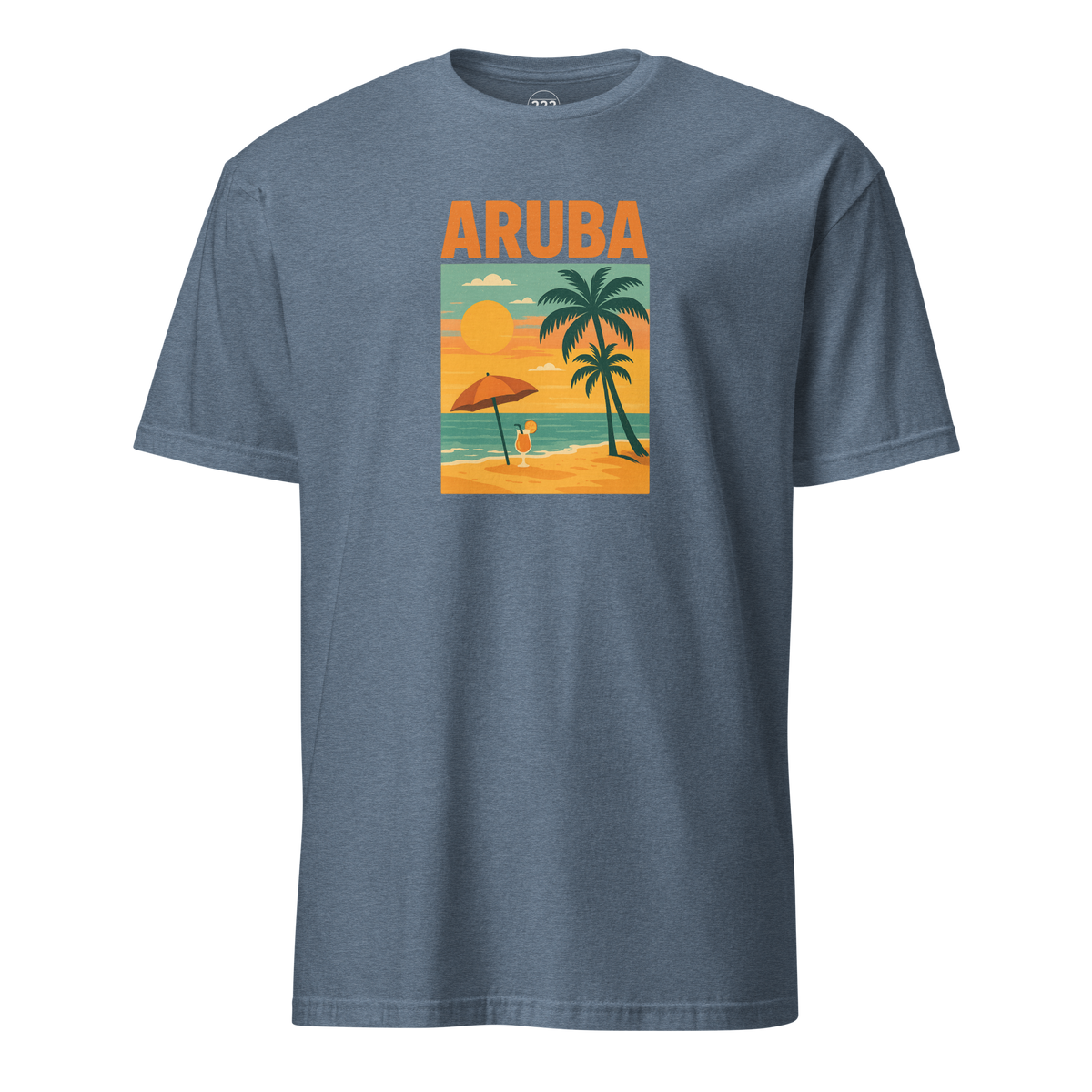 Aruba Beach T-Shirt Heather Indigo | 222 Threads