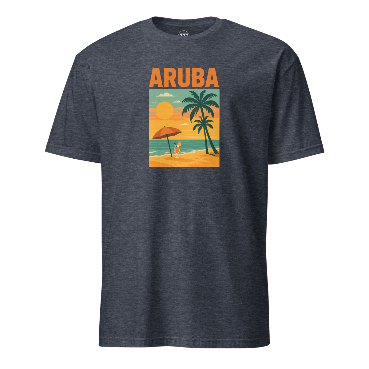 Aruba Beach T-Shirt Heather Navy | 222 Threads
