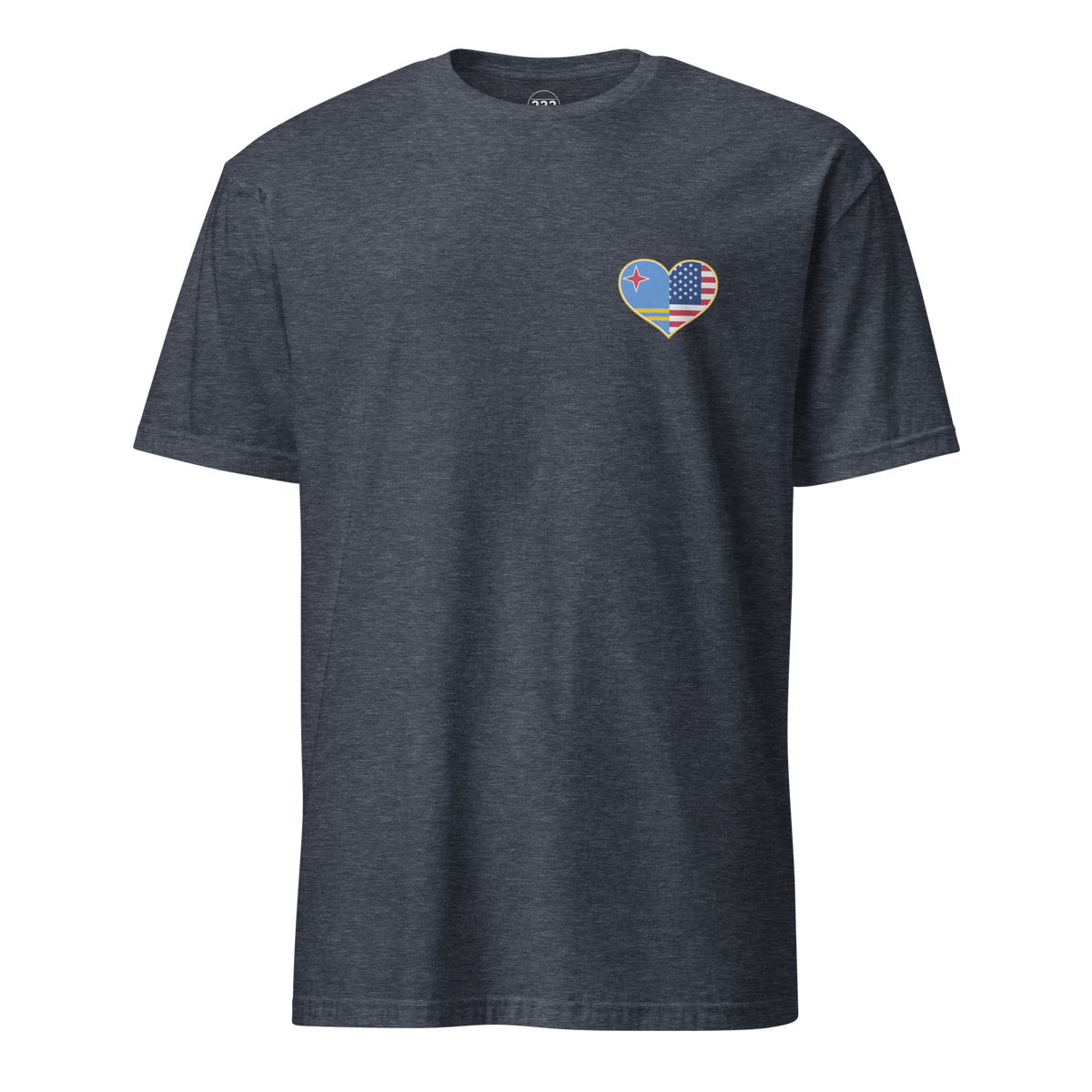 Aruba And USA Heart Logo T-Shirt Heather Navy | 222 Threads