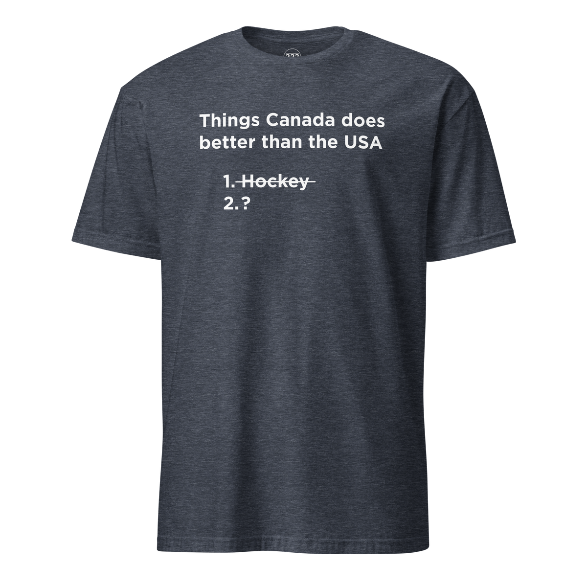 USA Does Hockey Better T-Shirt Heather Navy | 222 Threads