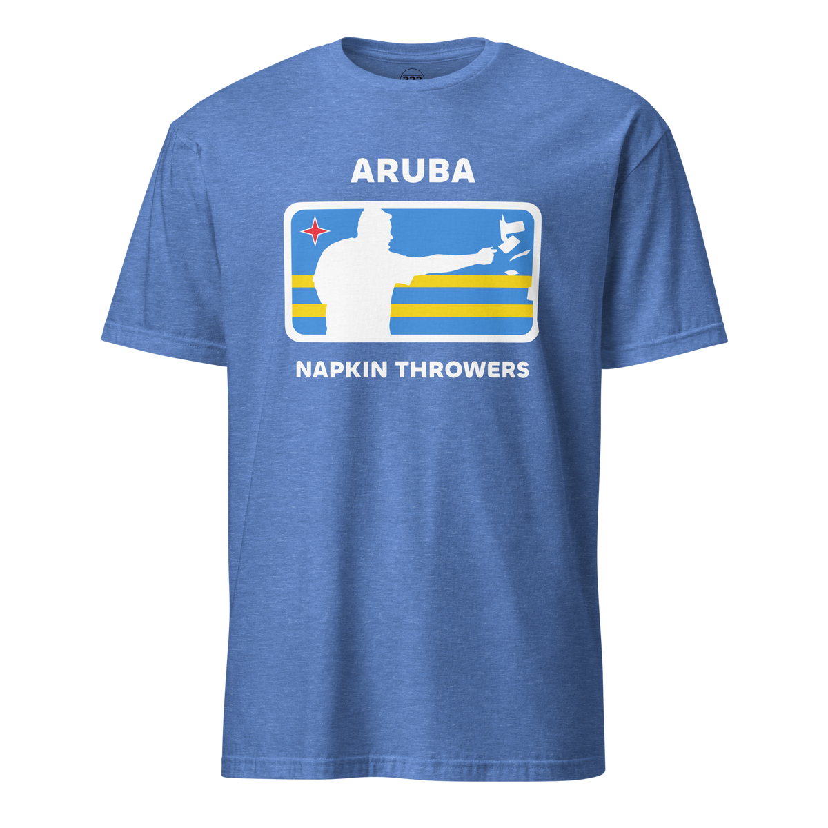 Aruba Napkin Throwers T-Shirt Heather Royal | 222 Threads