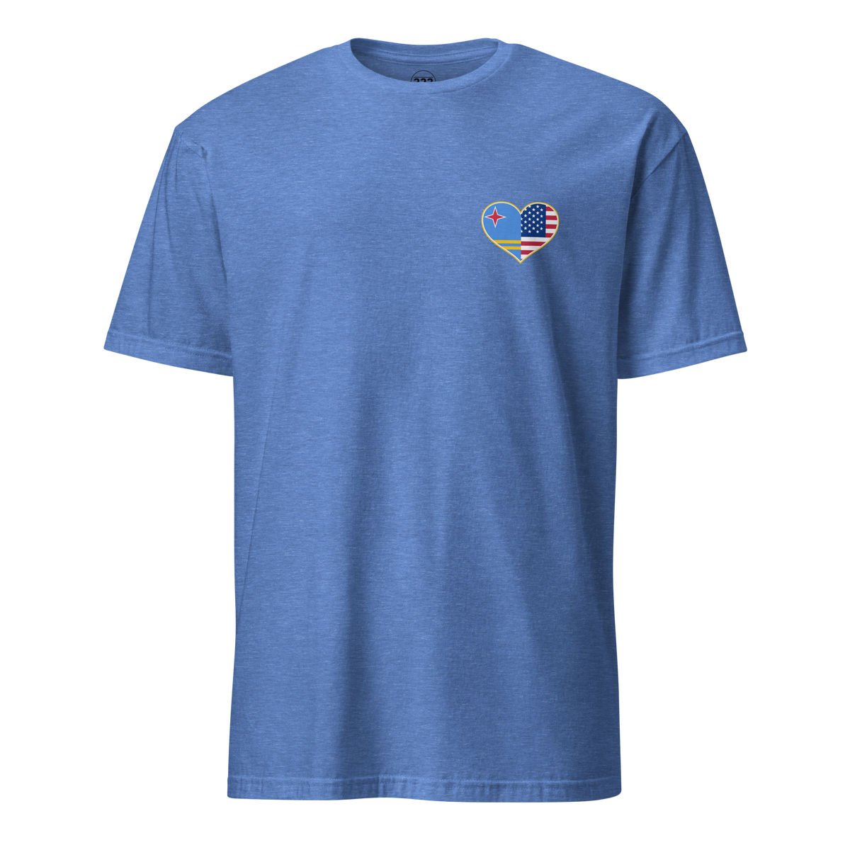 Aruba And USA Heart Logo T-Shirt Heather Royal | 222 Threads