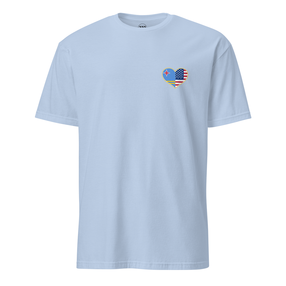 Aruba And USA Heart Logo T-Shirt Light Blue | 222 Threads