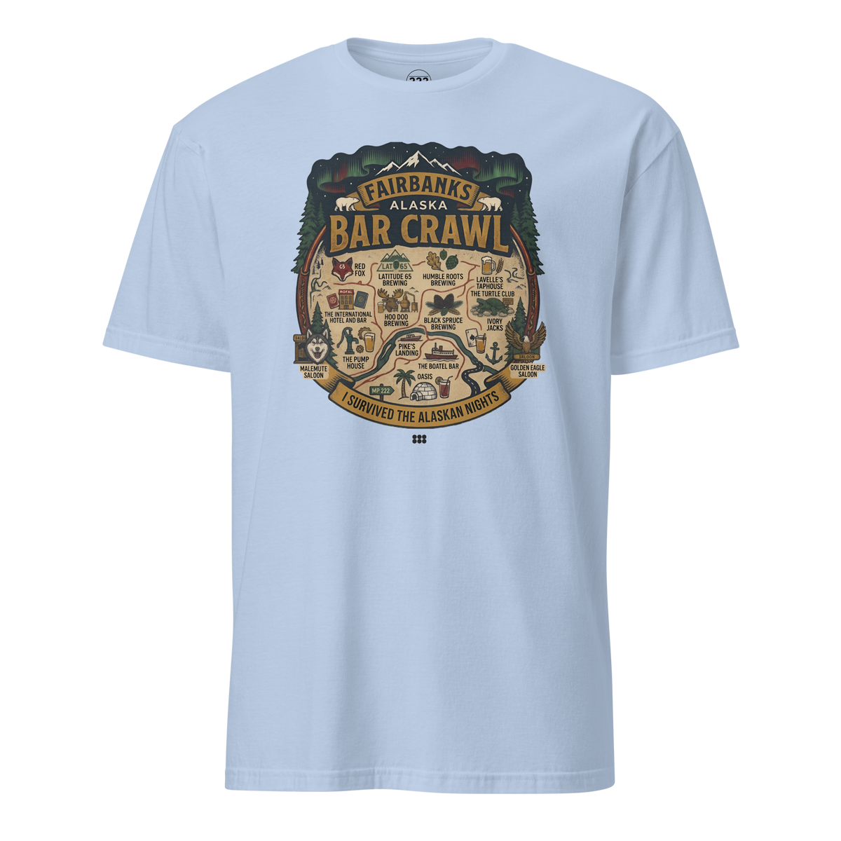 Fairbanks Bar Crawl T-Shirt Light Blue | 222 Threads