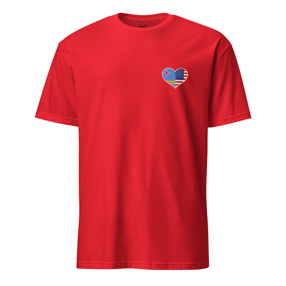 Aruba And USA Heart Logo T-Shirt Red | 222 Threads