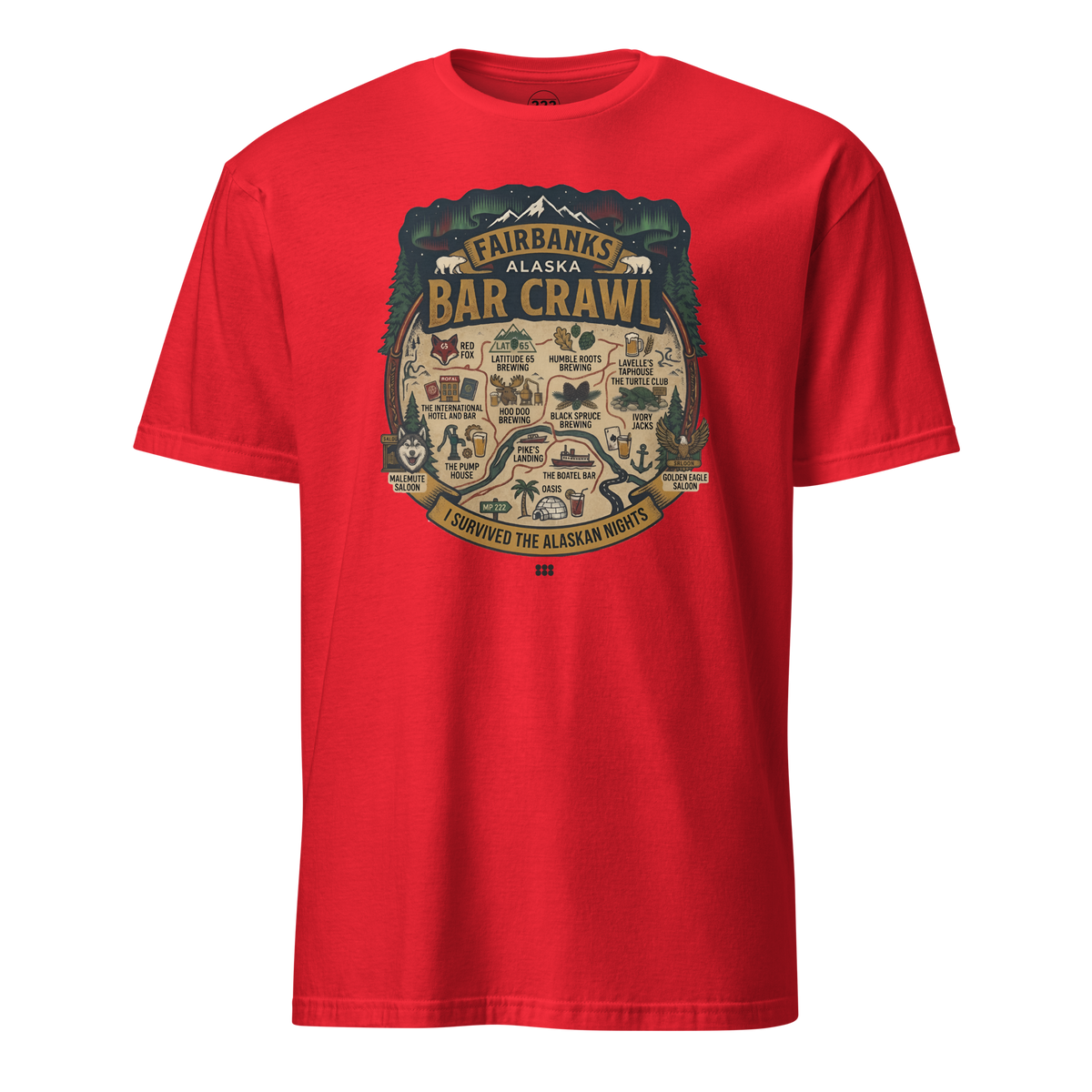 Fairbanks Bar Crawl T-Shirt Red | 222 Threads