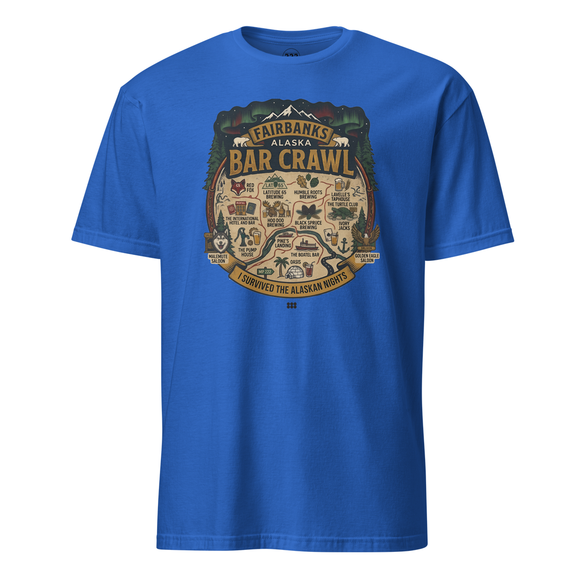 Fairbanks Bar Crawl T-Shirt Royal | 222 Threads