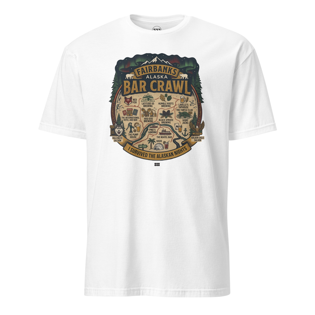 Fairbanks Bar Crawl T-Shirt White | 222 Threads