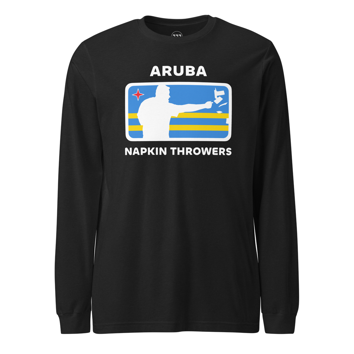 Aruba Napkin Throwers Long Sleeve T-Shirt Black Heather | 222 Threads