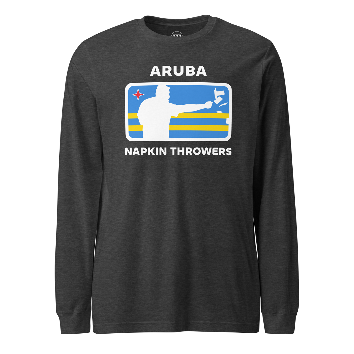 Aruba Napkin Throwers Long Sleeve T-Shirt Dark Grey Heather | 222 Threads
