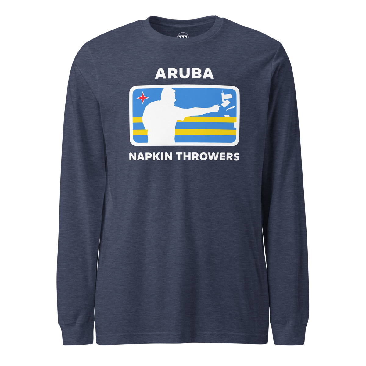 Aruba Napkin Throwers Long Sleeve T-Shirt Heather Navy | 222 Threads