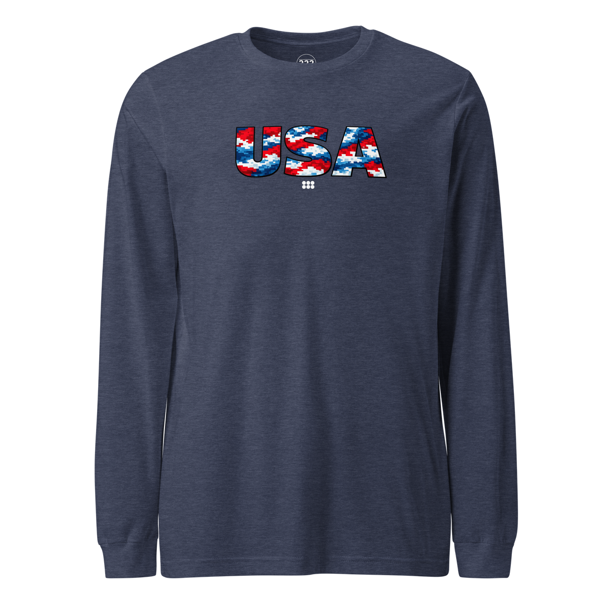 USA Digi Camo Long Sleeve Tee Heather Navy | 222 Threads