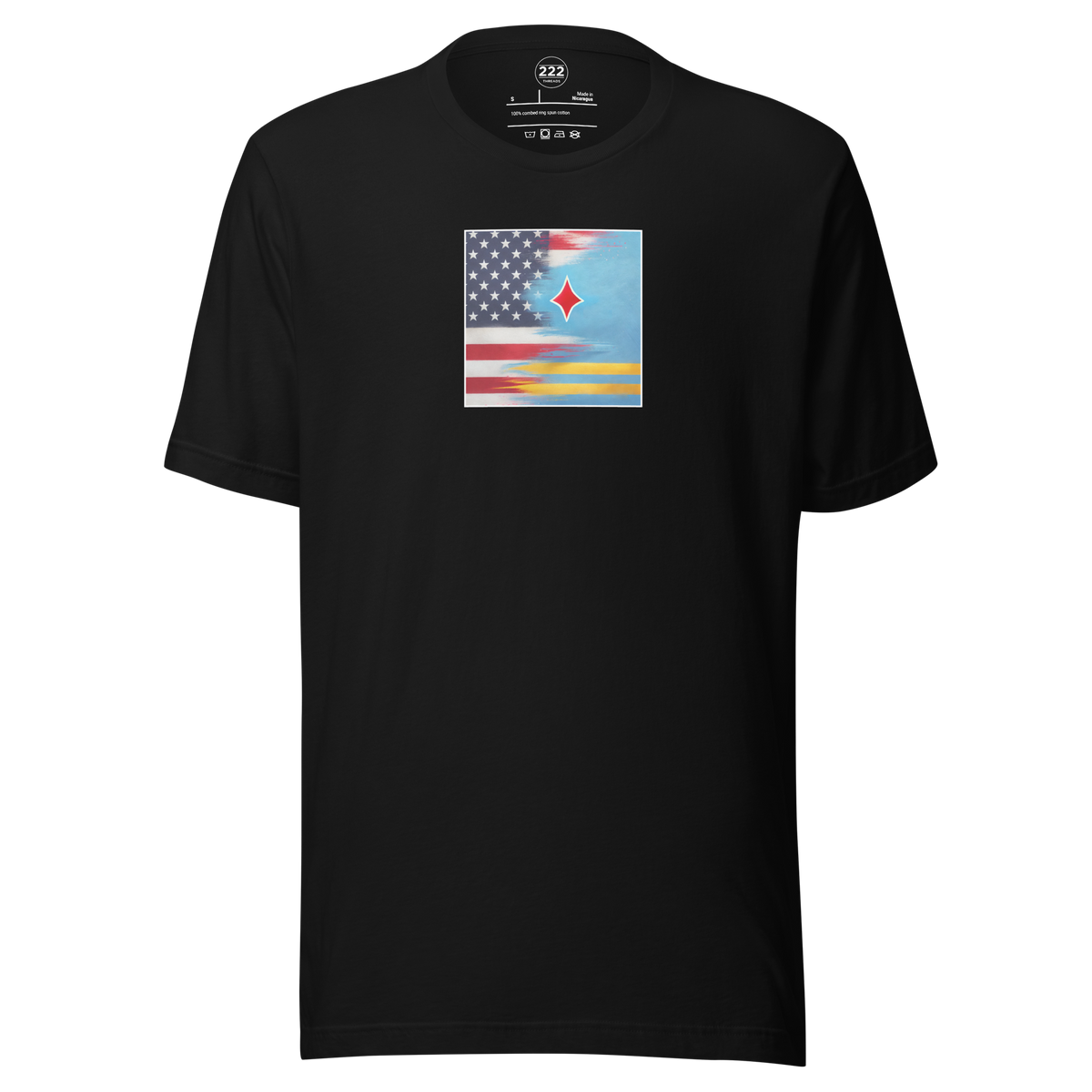Aruba And USA Flag T-Shirt Black | 222 Threads
