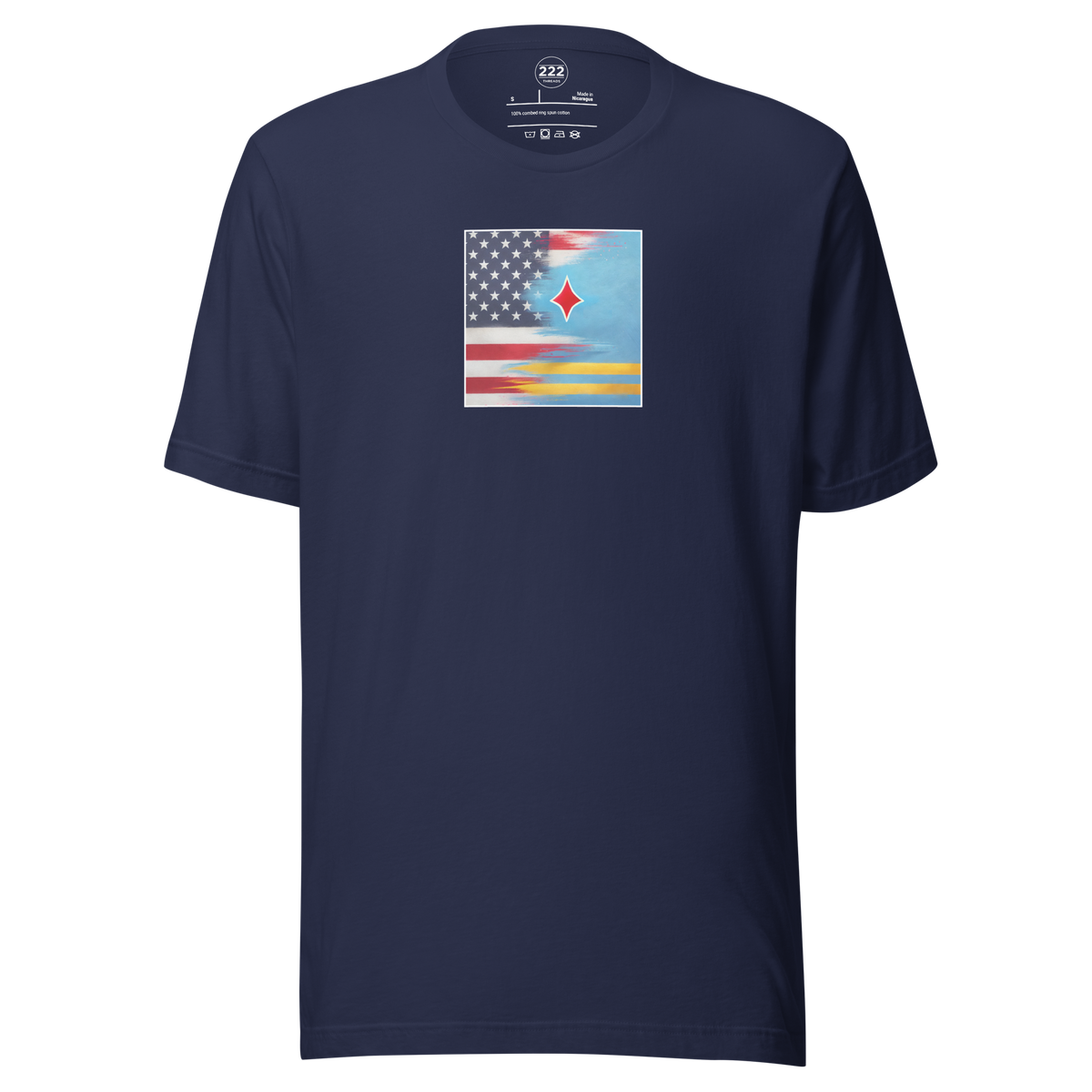 Aruba And USA Flag T-Shirt Navy | 222 Threads