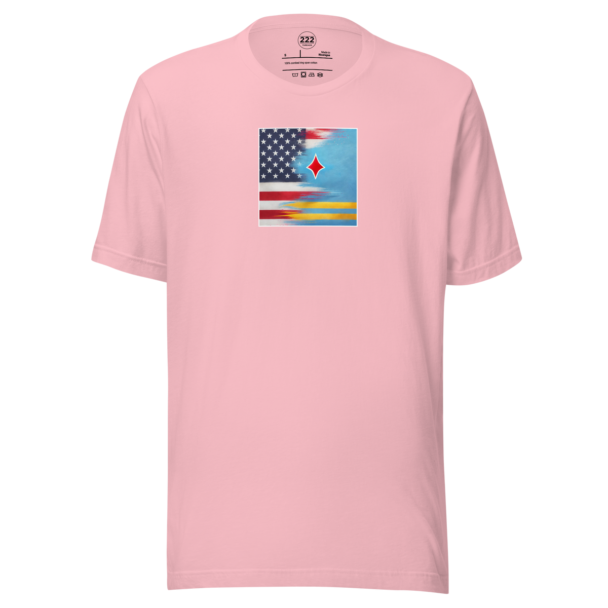 Aruba And USA Flag T-Shirt Pink | 222 Threads