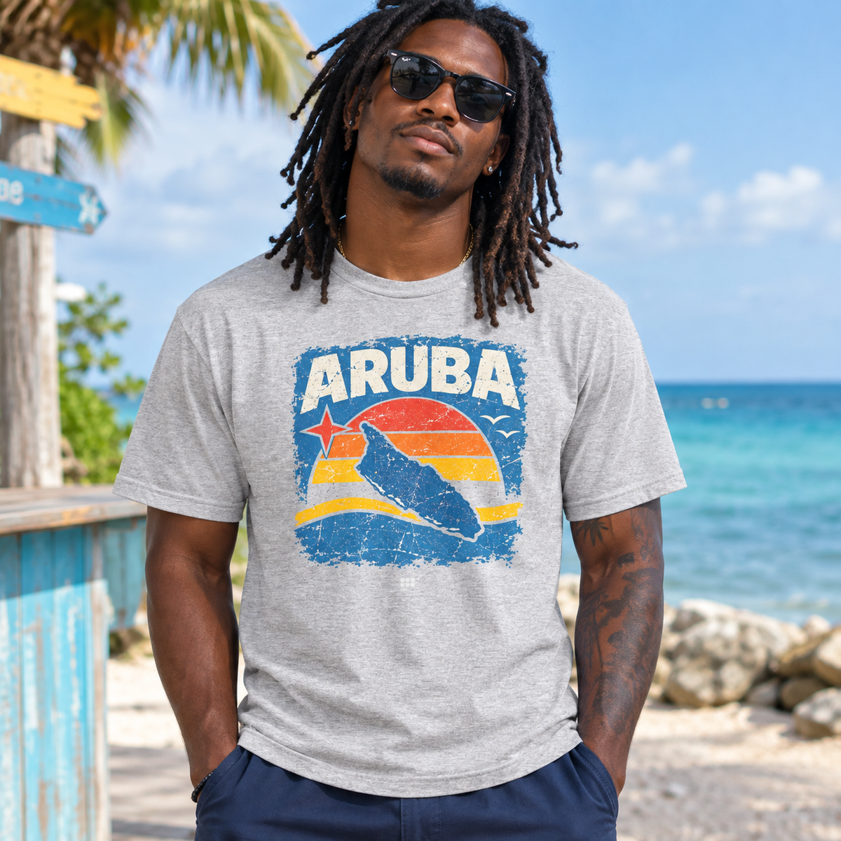 Aruba Distressed Island T-Shirt 222 Threads