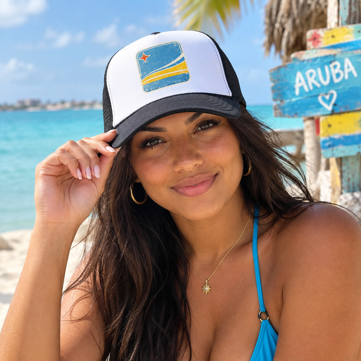Aruba Flag Retro Tucker Hat 222 Threads
