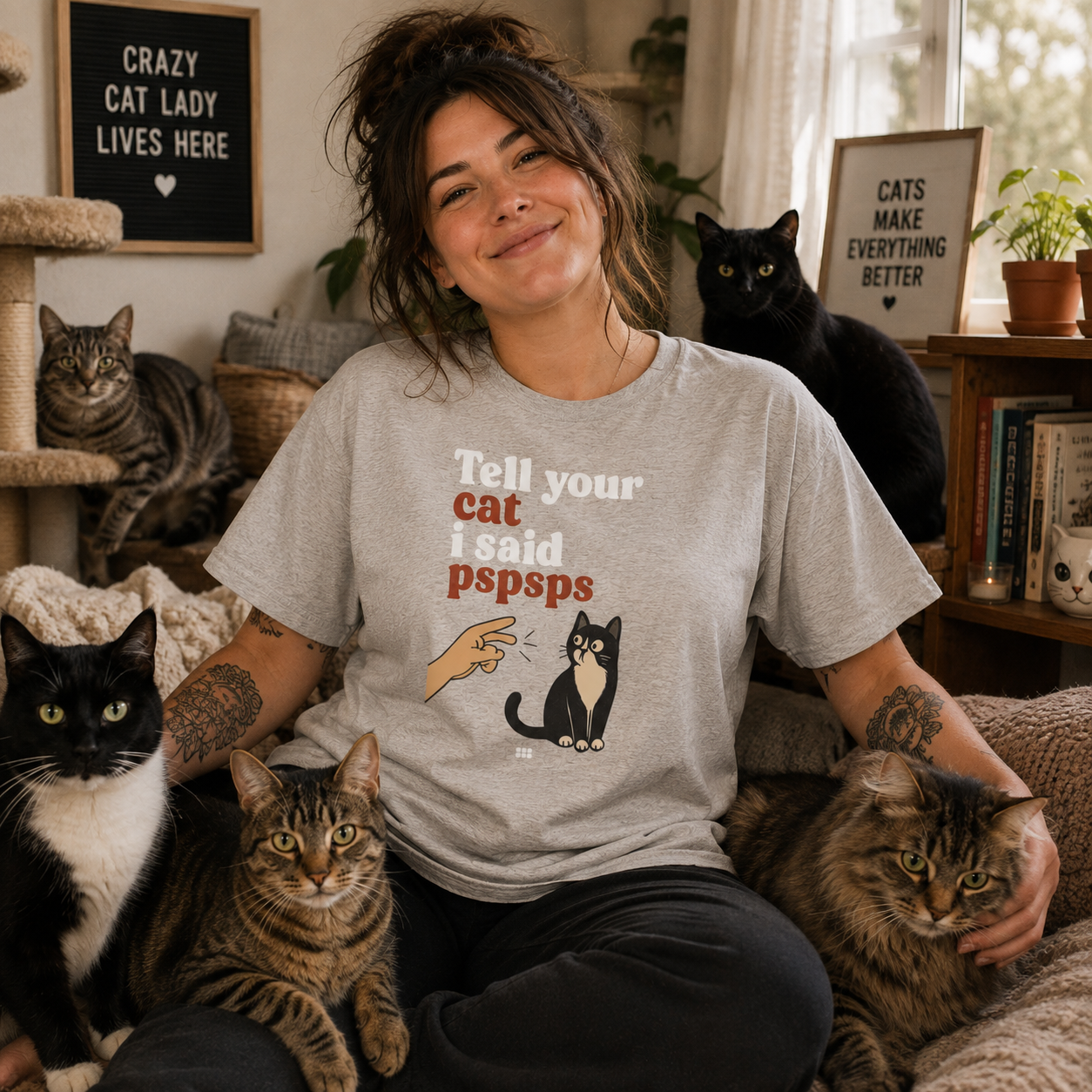Tell Your Cat I Said  PSPSPS T-Shirt 222 Threads