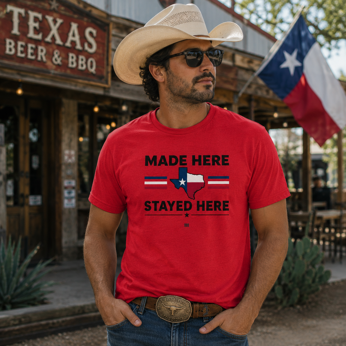 Made Here Stayed Here Texas T-Shirt 222 Threads
