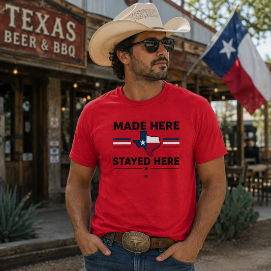 Made Here Stayed Here Texas T-Shirt 222 Threads