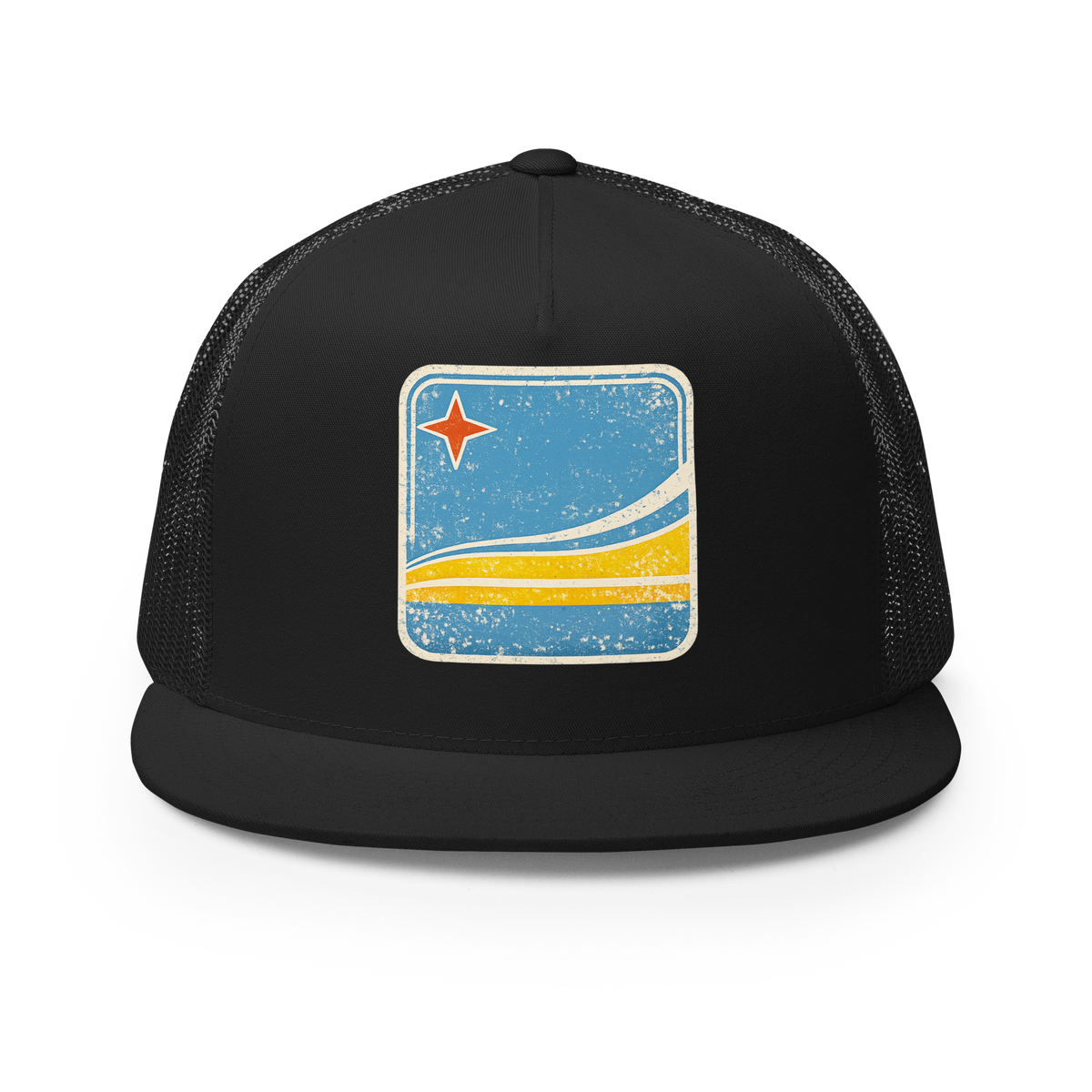 Aruba Flag Retro Trucker Cap Black | 222 Threads