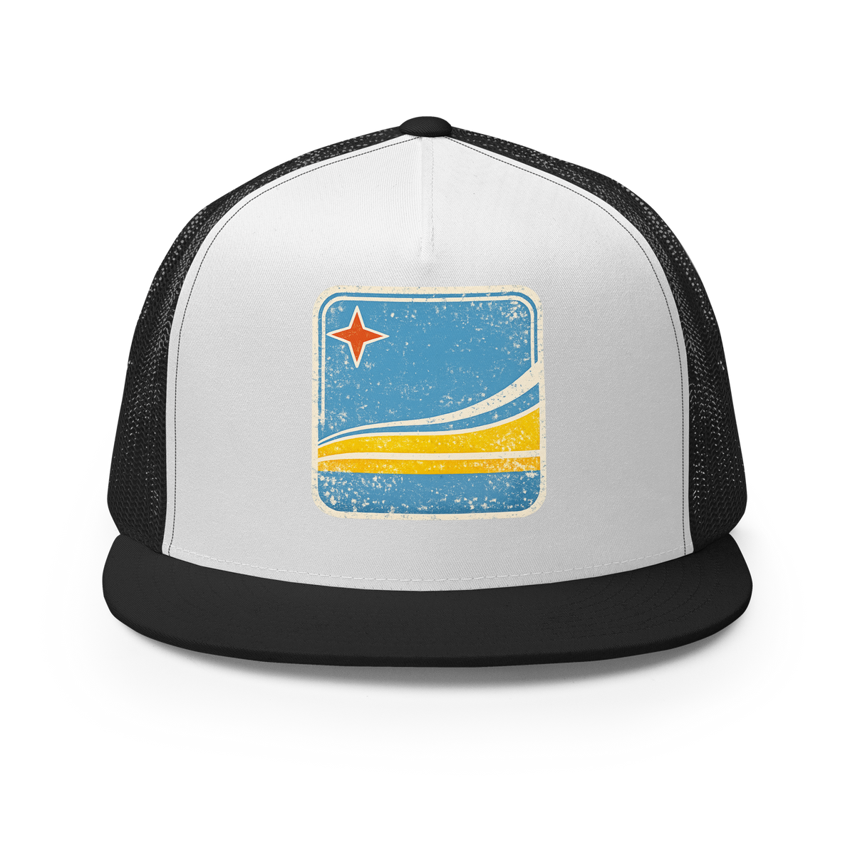 Aruba Flag Retro Trucker Cap Black/ White/ Black | 222 Threads