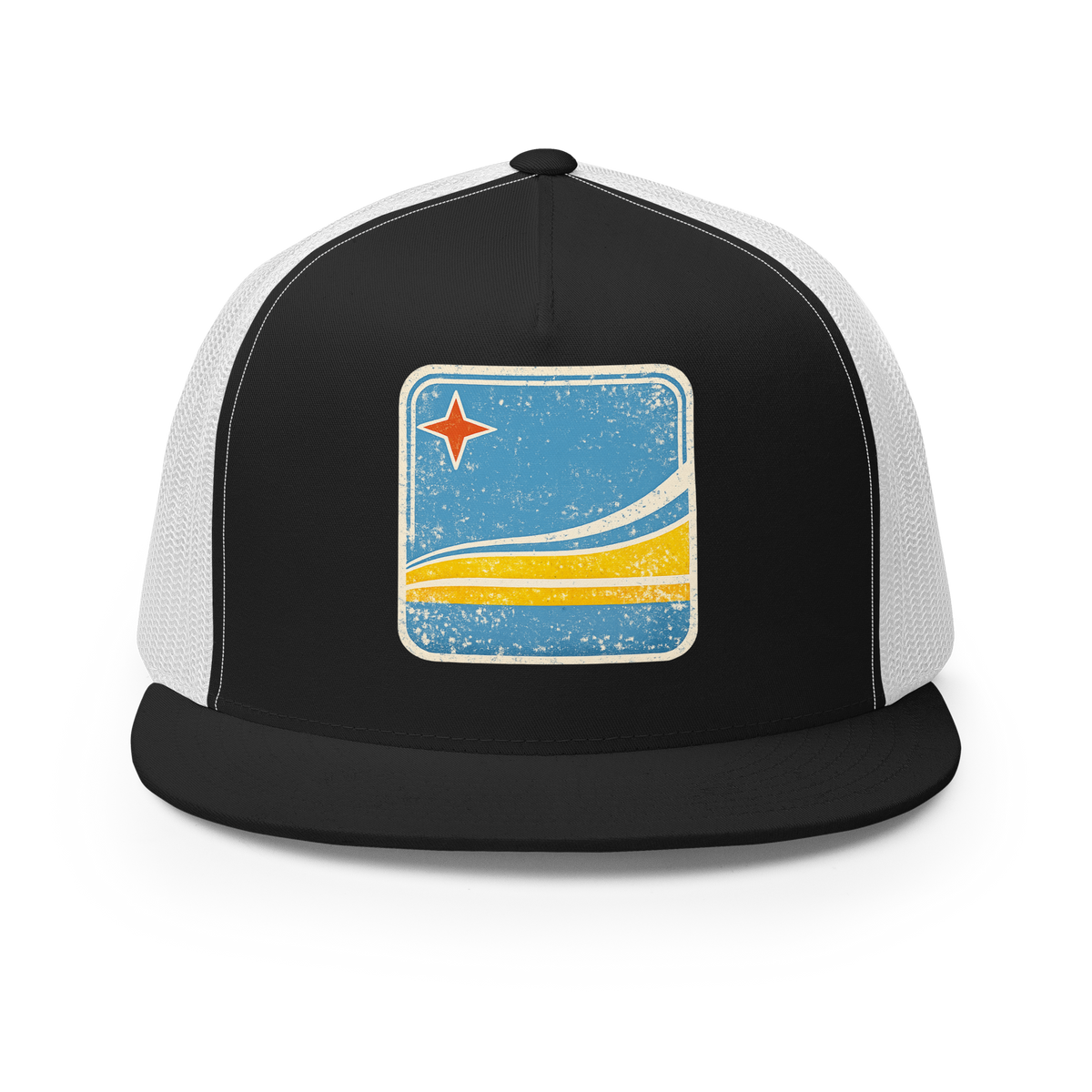 Aruba Flag Retro Trucker Cap Black/ White | 222 Threads