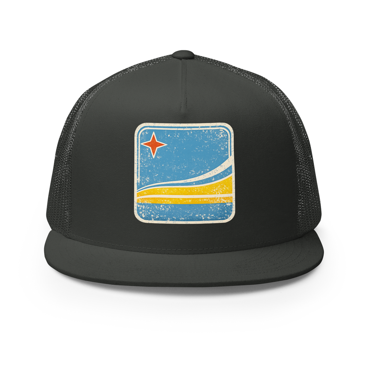 Aruba Flag Retro Trucker Cap Charcoal | 222 Threads