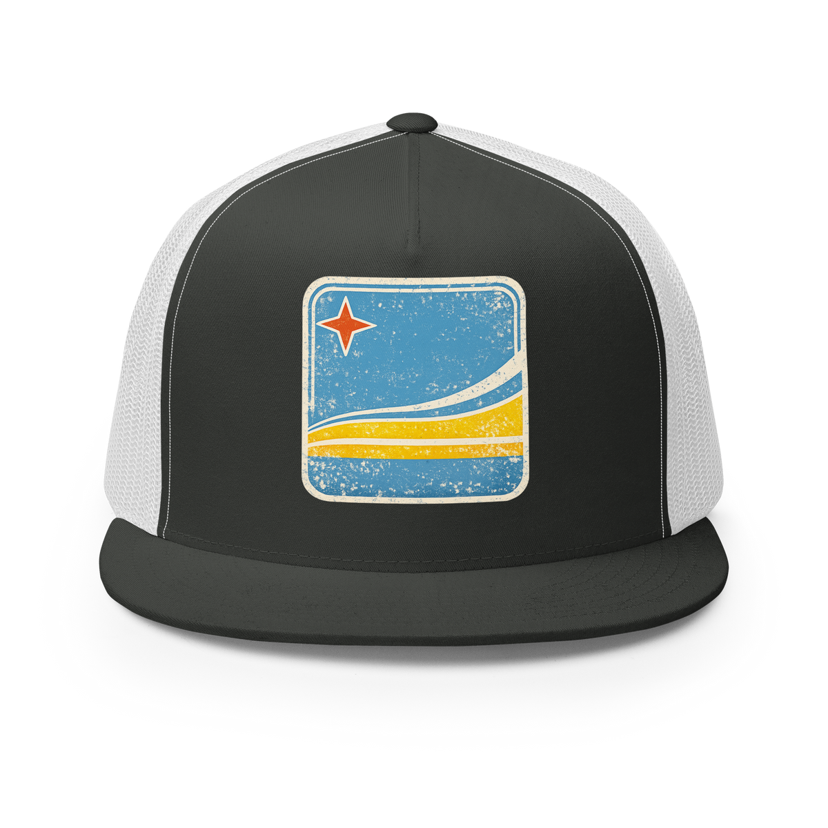 Aruba Flag Retro Trucker Cap Charcoal/ White | 222 Threads