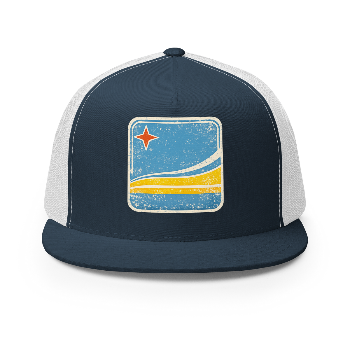 Aruba Flag Retro Trucker Cap Navy/ White | 222 Threads