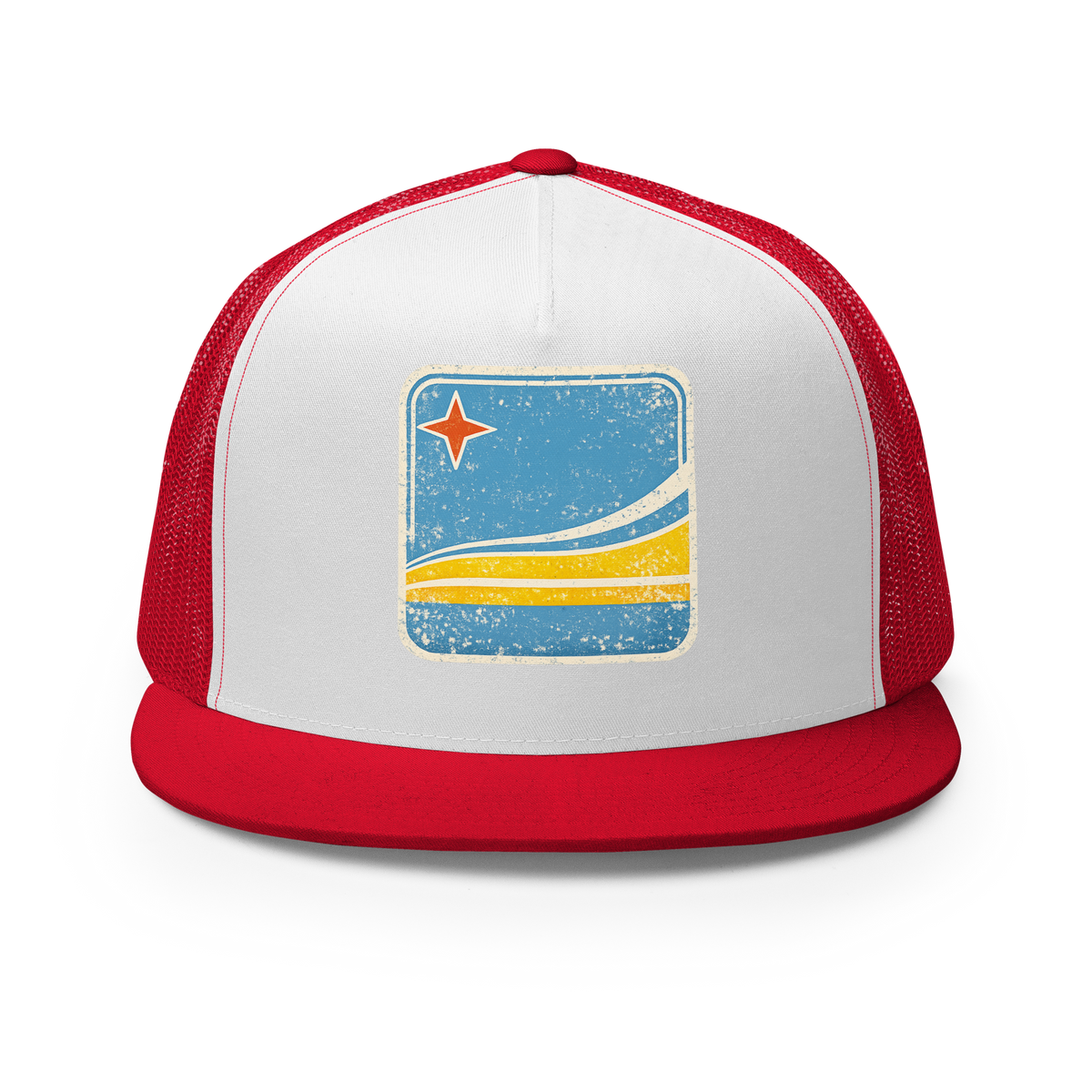 Aruba Flag Retro Trucker Cap Red/ White/ Red | 222 Threads