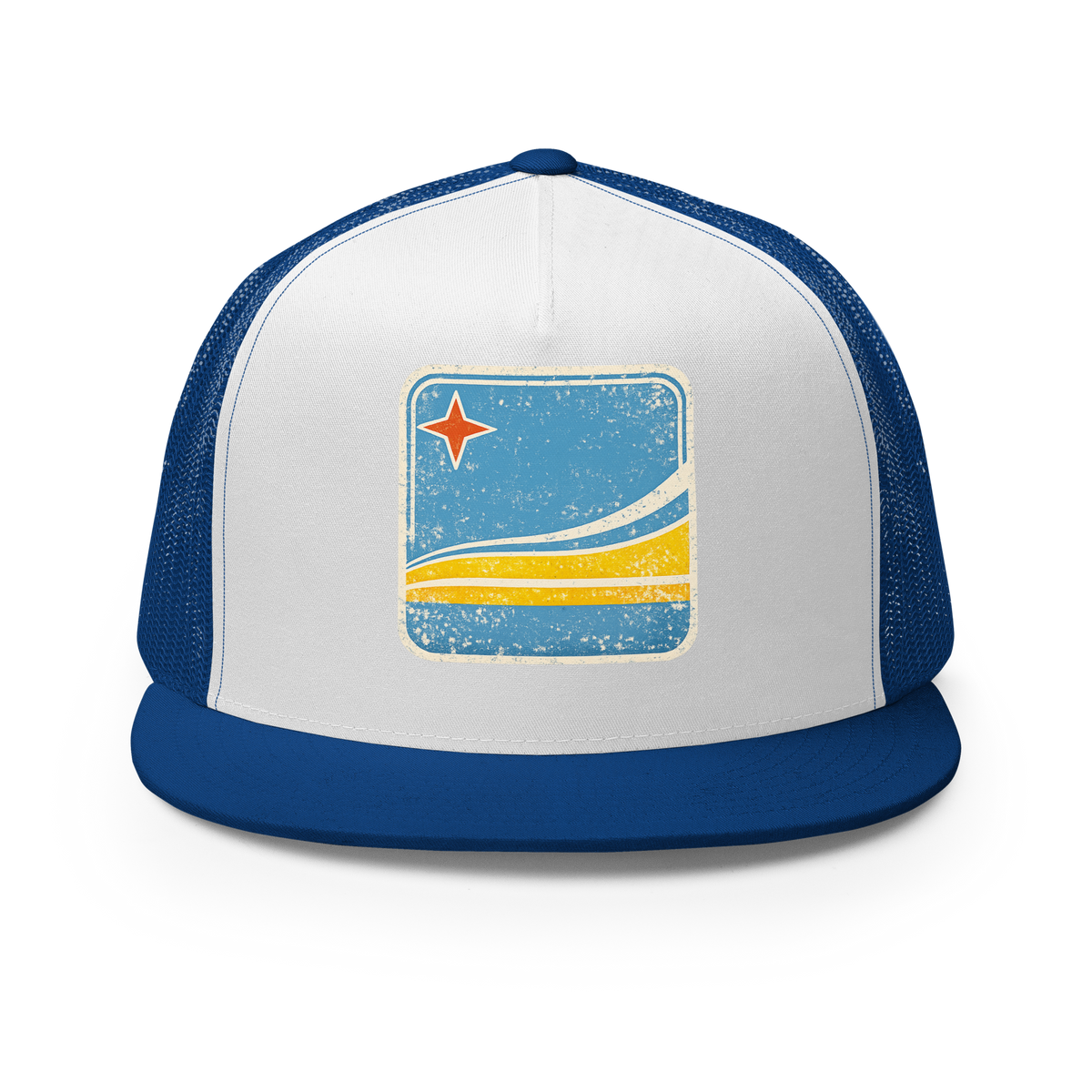 Aruba Flag Retro Trucker Cap Royal/ White/ Royal | 222 Threads
