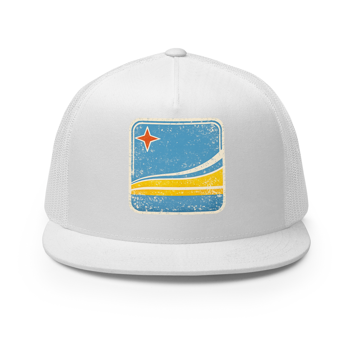 Aruba Flag Retro Trucker Cap White | 222 Threads