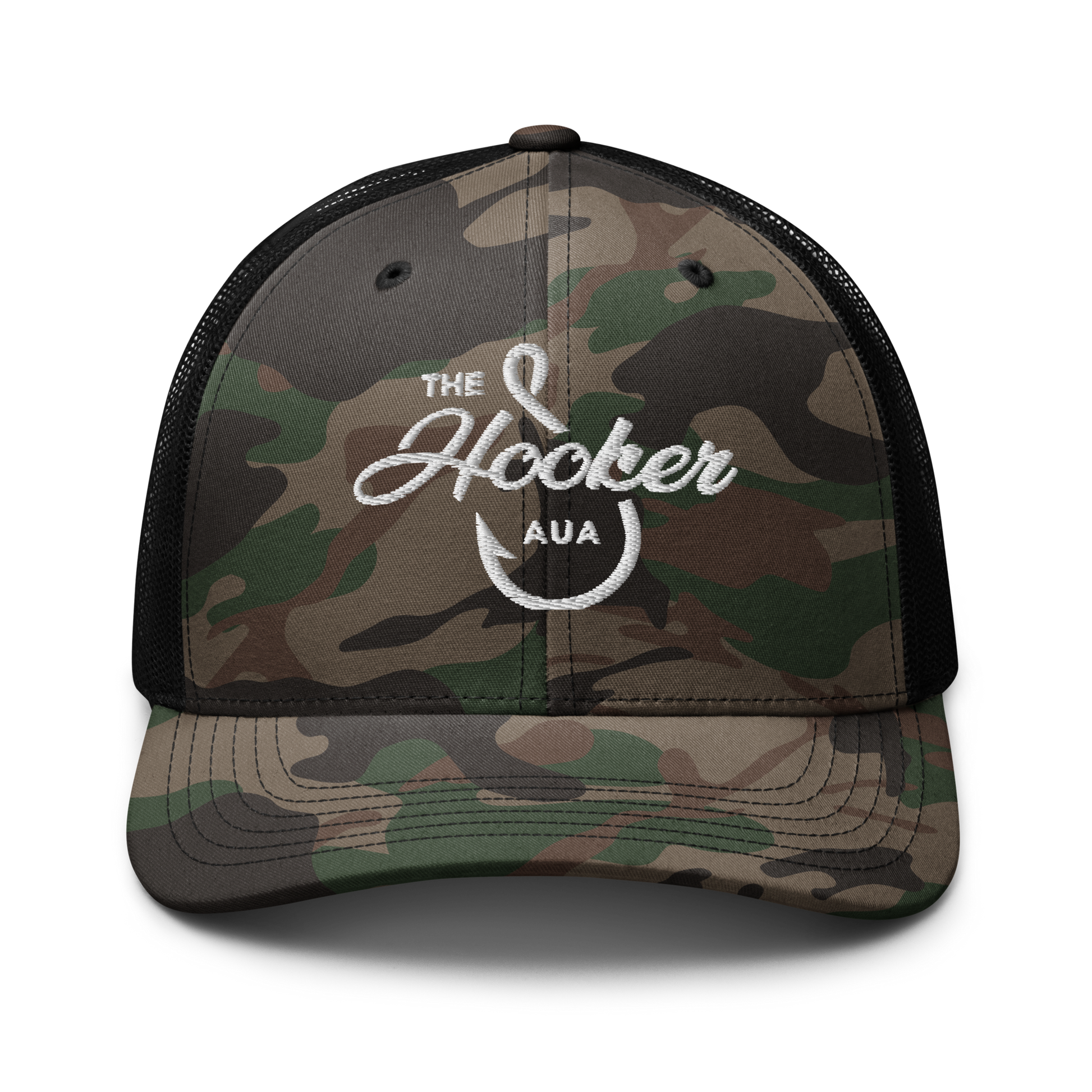 Hooker Charters Aruba Camouflage Trucker Hat - 222 Threads