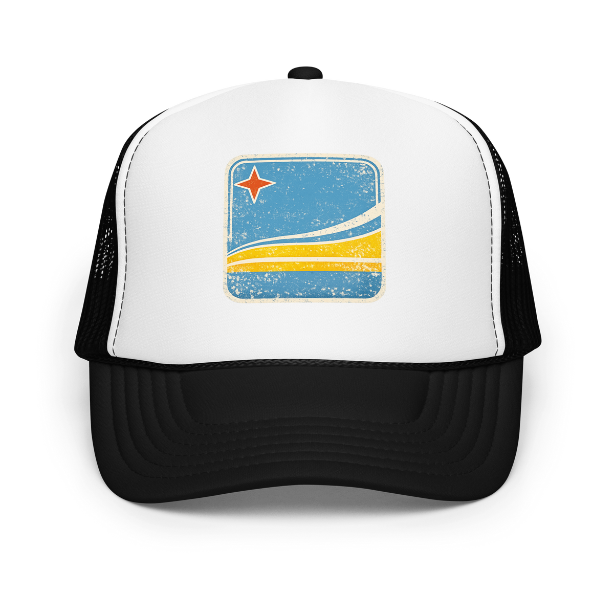 Aruba Flag Retro Tucker Hat Black / White / Black | 222 Threads