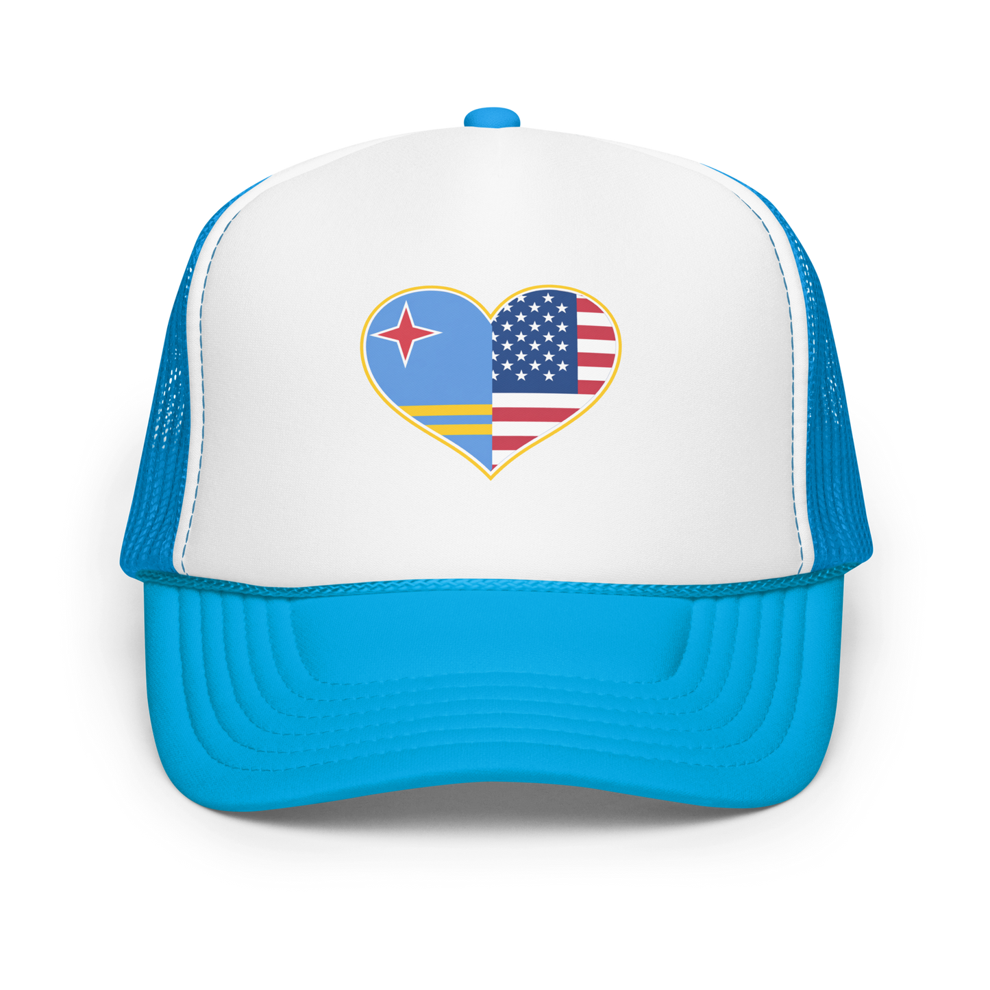 Aruba + USA Flag Foam Trucker Hat