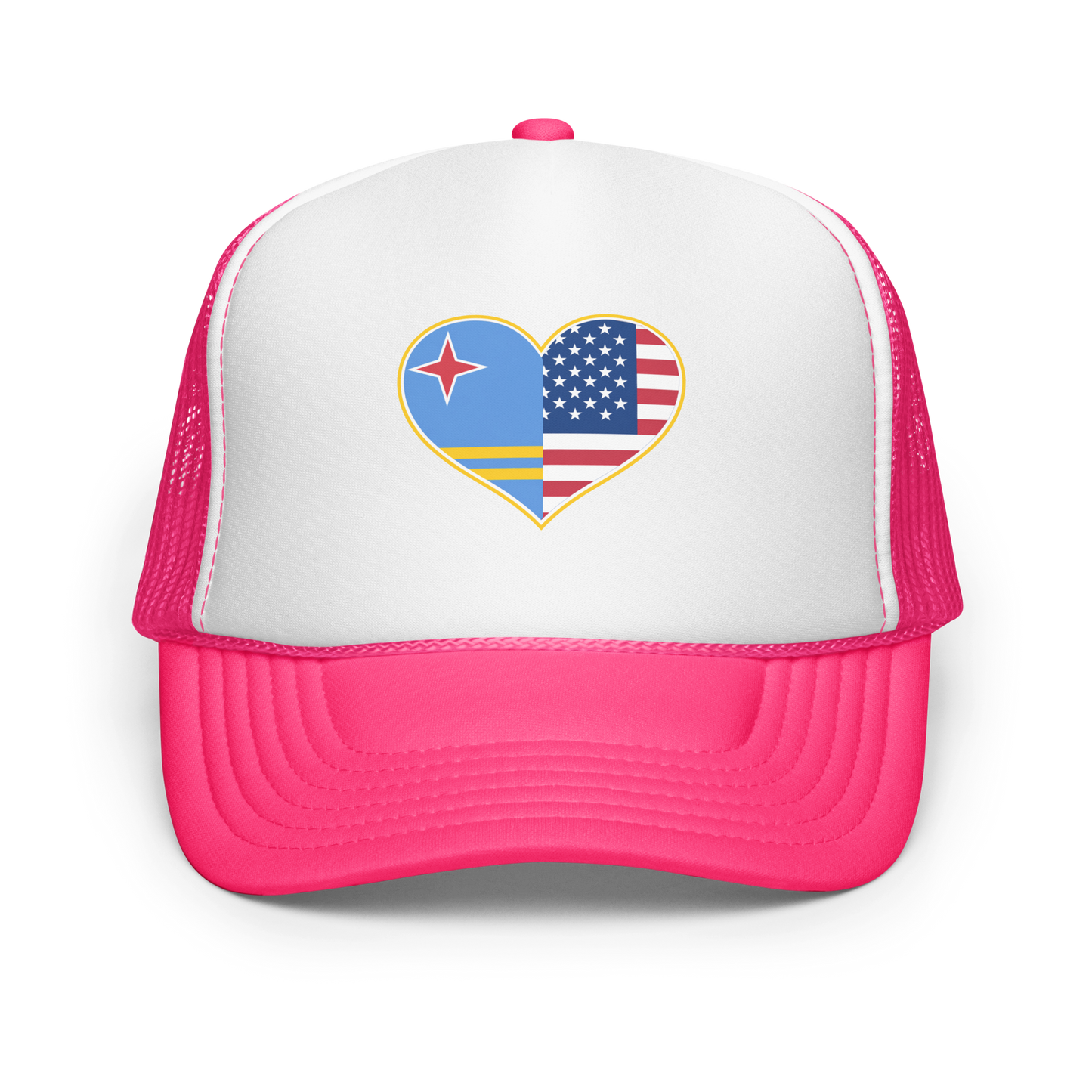 Aruba + USA Flag Foam Trucker Hat