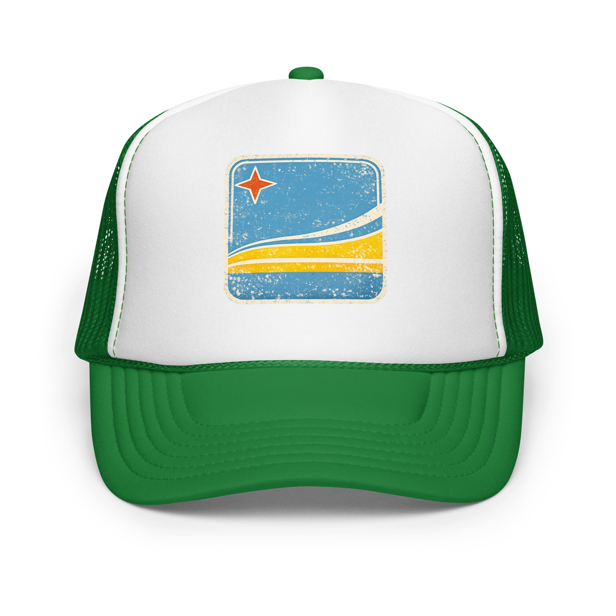 Aruba Flag Retro Tucker Hat Kelly/ White/ Kelly | 222 Threads