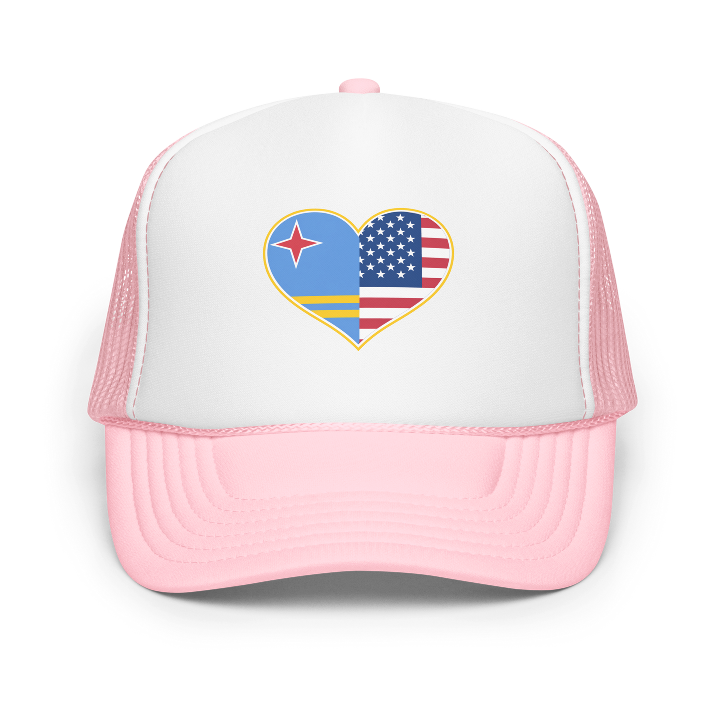 Aruba + USA Flag Foam Trucker Hat