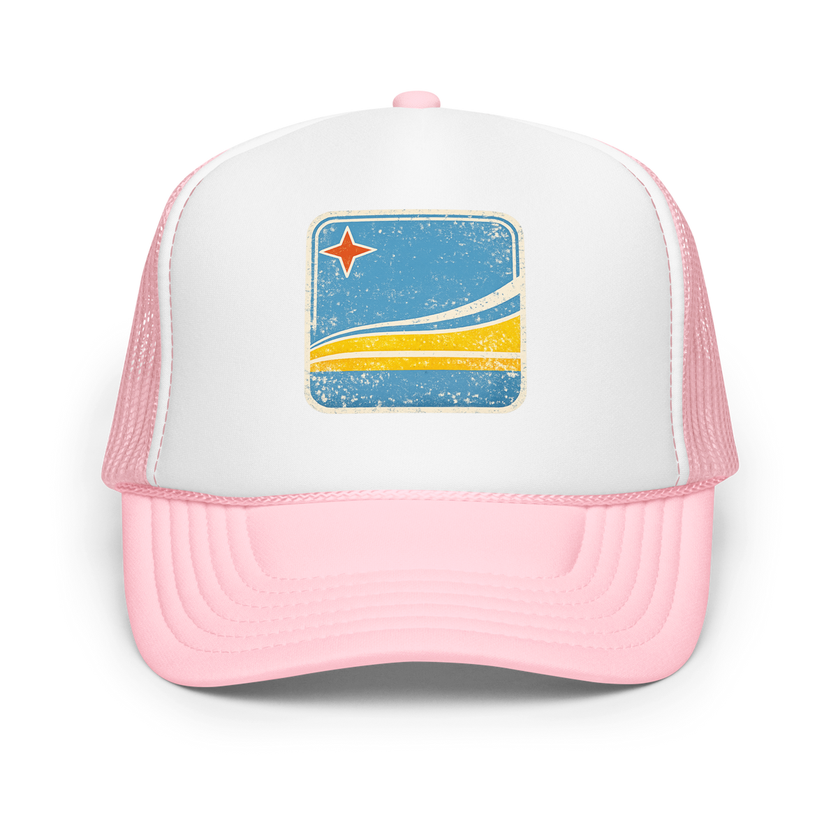 Aruba Flag Retro Tucker Hat Light Pink / White / Light Pink | 222 Threads