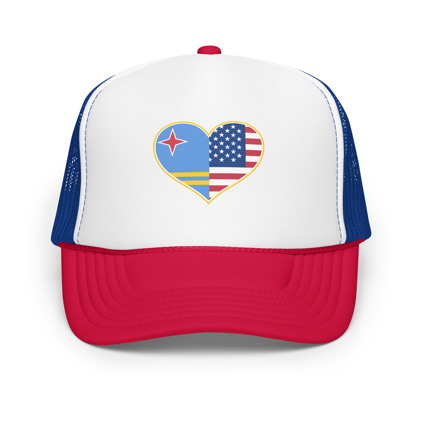 Aruba + USA Flag Foam Trucker Hat