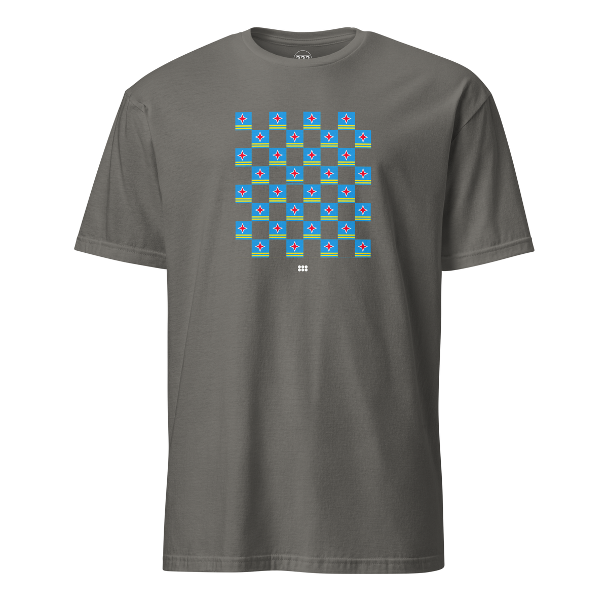 Aruba Flag Checkerboard T-Shirt Charcoal | 222 Threads