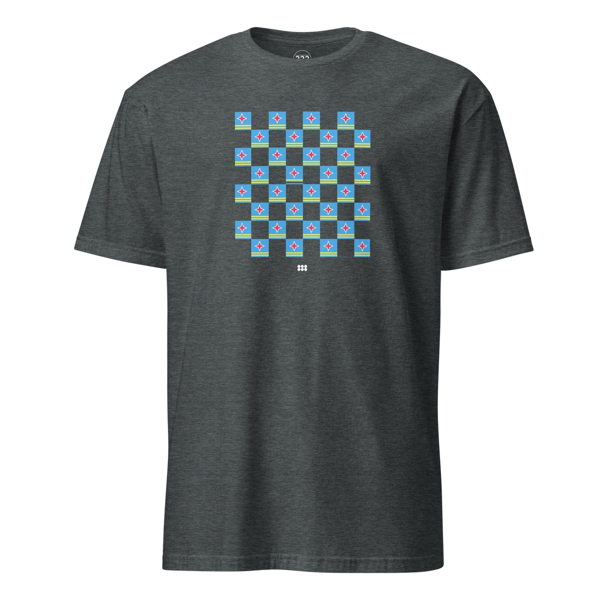 Aruba Flag Checkerboard T-Shirt Dark Heather | 222 Threads