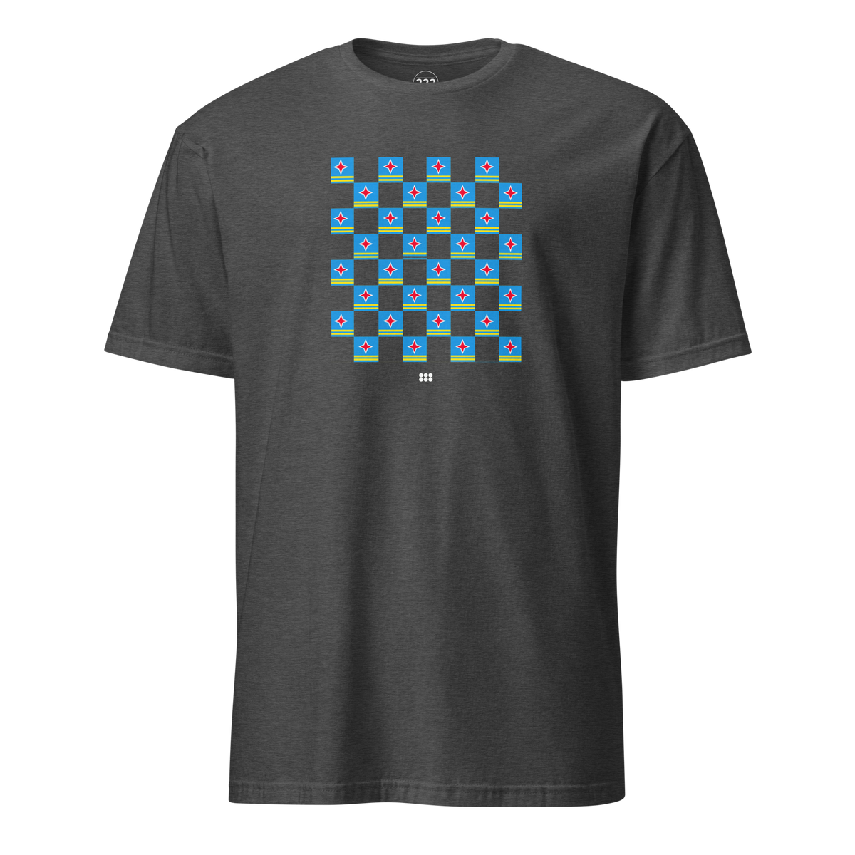 Aruba Flag Checkerboard T-Shirt Dark Heather Grey | 222 Threads