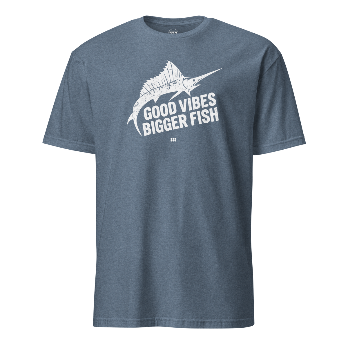Good Vibes Bigger Fish T-Shirt Heather Indigo | 222 Threads